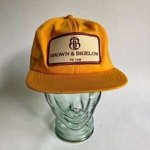 Vintage Brown & Bigelow Snapback Hat Trucker's Cap Yellow